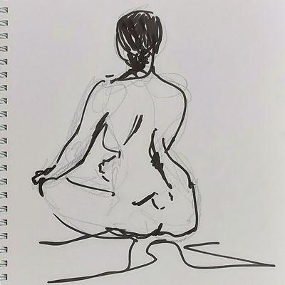 A figure drawing from a live model