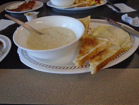 grits, toast & over easy fried eggs