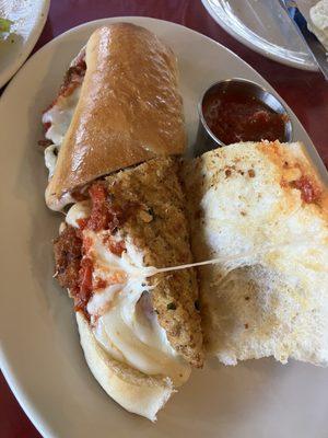 Veal parm sub overhead. Lunch