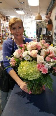 Lush vase of mixed flowers by Chris.