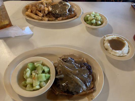 Hamburger steak and sides