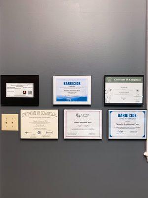 Licensed, awards, certifications