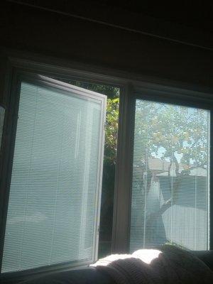 Dual pane Casement windows with blinds inside