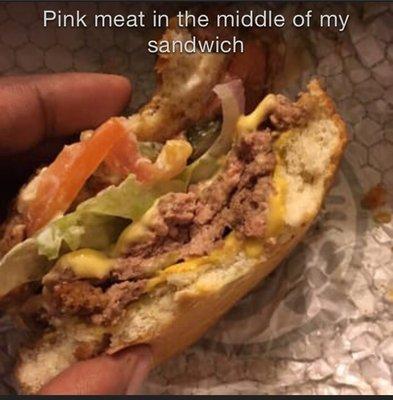 Pink meat in the middle of my sandwich