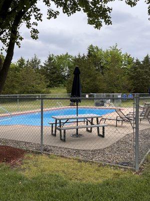 The pool is a gorgeous blue!