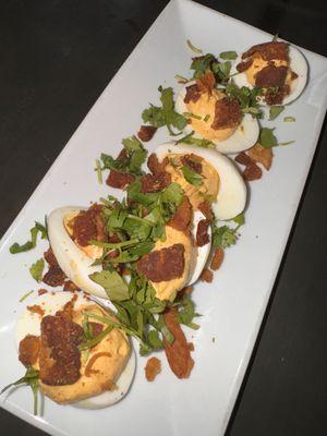 Deviled Eggs with bacon