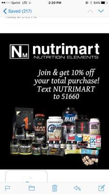 Join our Nutrimart text data base for the latest specials