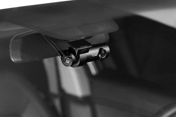 The BlackVue DR650S-2CH dashcam installed on a front windshield.