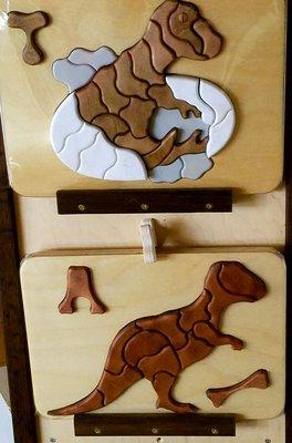 Handcrafted  wooden dinosaur puzzles