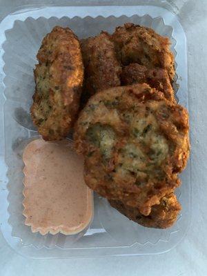 Conch fritters and sauce