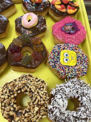 Fresh glazed donuts with toppings!