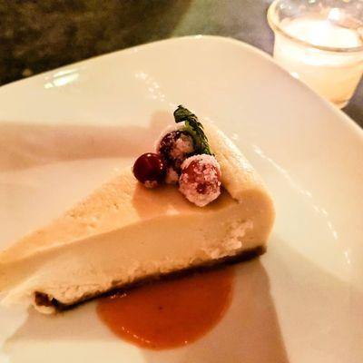 To... die... for... Vanilla Bean Lemon Cheesecake with a strawberry puree