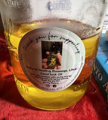 Home made massage oil for healing therapy! Created with love and positive intent.