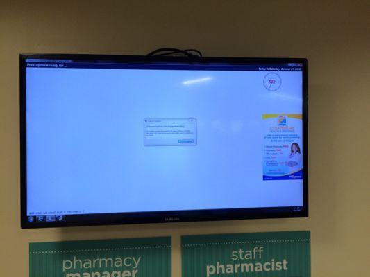 Screen is frozen for showing when prescriptions are ready.