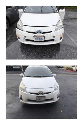 Before and after of the car