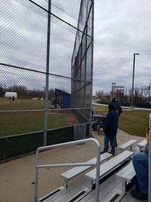 In better weather, a very nice place to watch a college baseball game.