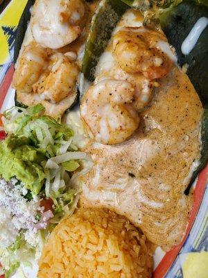 Chile Relenos with Shrimp.