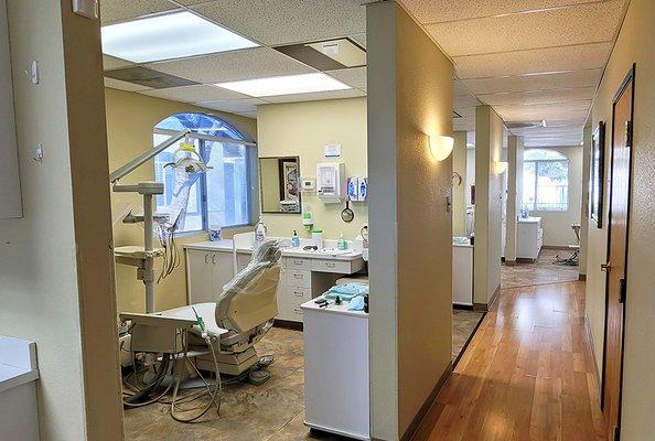 Locascio Family Dentistry hallway showing several dental op-rooms