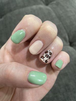 Gorgeous gel nails with leopard design.