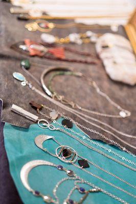 Locally handmade crystal jewelry.