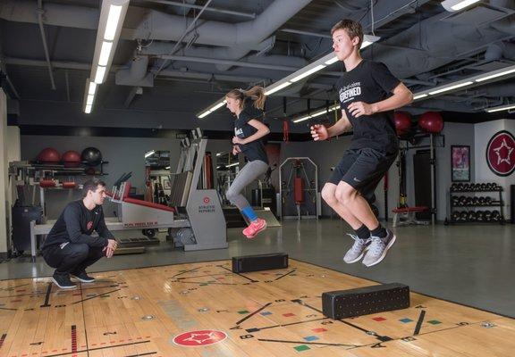 Acceleration Training utilizing our patented plyometric floor.