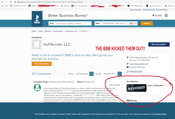 Better Business Bureau Revoked their accreditation.