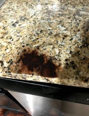 Severe water damage all throughout my unit. This is the countertop above the dishwasher.