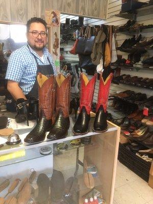 Mr. Cordero takes your measurements and you can design the boots - tops, foot, heel, stitching- so definitely one of a kind!