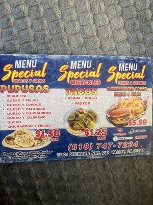 Weekly specials