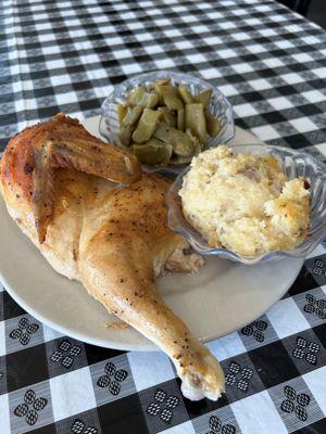 Oven Roasted Chicken with Green Beans and Mashed Potatoes