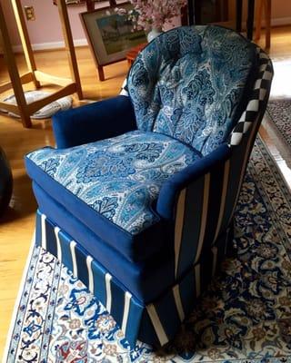 J&P Upholstering (Fairport, NY) did a great job re-upholstering our 1970s easy chair