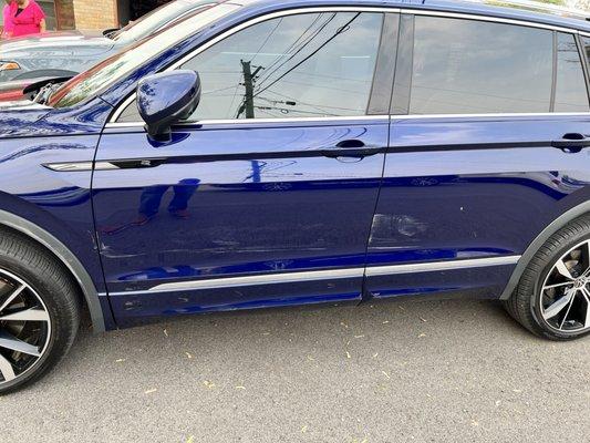 Sideswiped driver's side while parked (angled view)