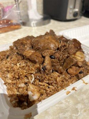 Black bean pork ribs and fried rice