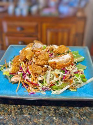 Vietnamese Chicken Salad (topped it w/a cut up fried chicken tender) *was a pick up order