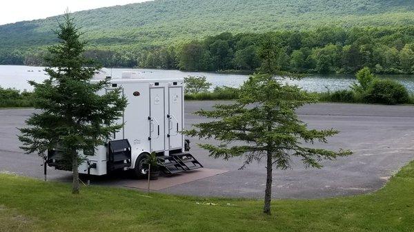 One of our 4 Stall Luxury Restroom Trailers at Rocky Gap State Park Amphitheater.