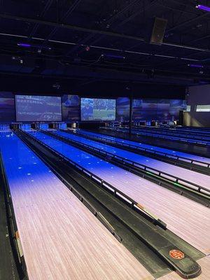 Bowling Alley and tv screens