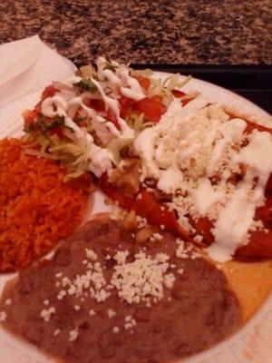 Chicken Enchiladas Plate (7.50)