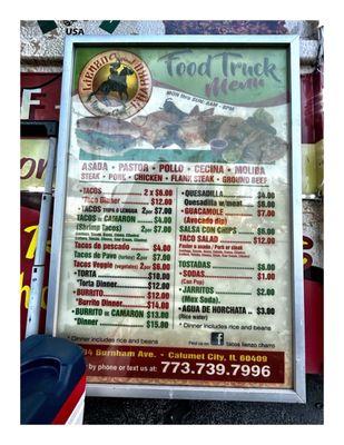 Menu @ Lienzo Charro Mexican Food Track.  894 Burnham Ave, Calumet City, IL  Fast Friendly Service Great Food. Cool!