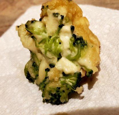 Raw dough Broccoli tempura