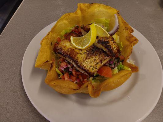 Blackened Mahi Mahi Salad.