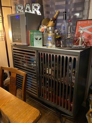 Mid century modern marble top bar cabinet