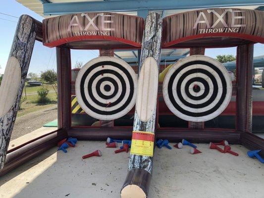 this is Velcro axe throwing