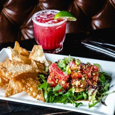 Ahi Poke, Blackberry Margarita