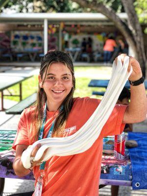 Camp counselors participated in the fun during slime week