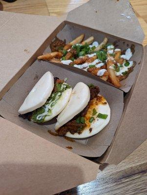 Bulgogi and pork carnitas bao and mapo tofu fries