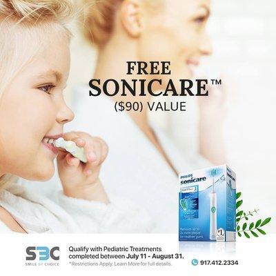 Smile by Choice is celebrating the addition of their new Pediatric Dentist with a SONICARE PROMOTION!