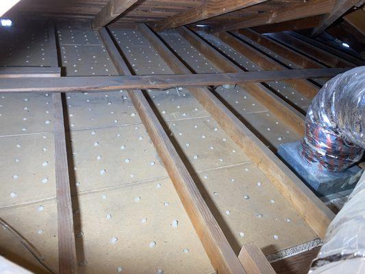 Cleaning and install new fiberglass insulation R38 and radiant barrier for attic in Altadena