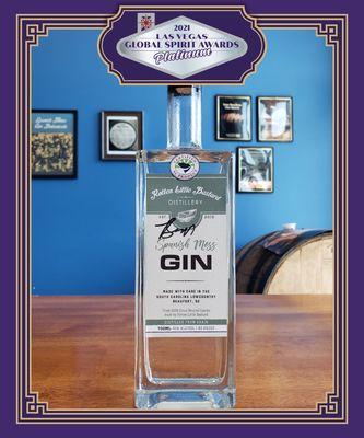 Las Vegas Global Spirit awards Platinum Award winning Spanish Moss Gin