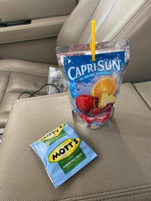 Gave child in car a snack!