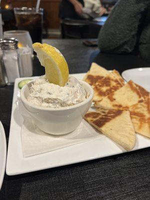 White fish dip. Basically $15 for warm naan and cream cheese.